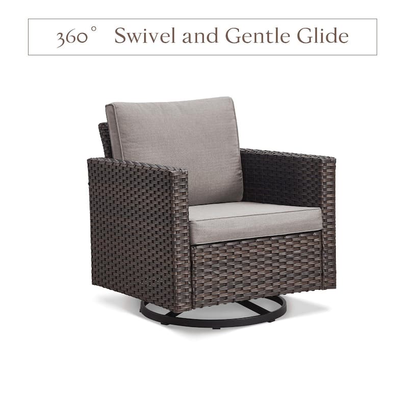 Wicker Patio Conversation Set with Cushion and Table