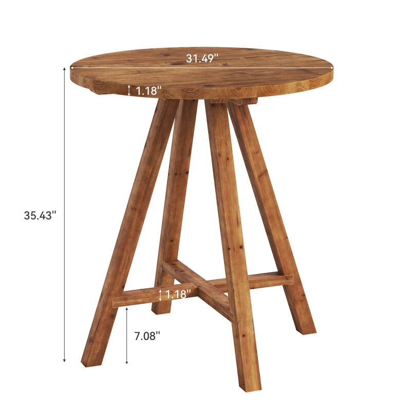 31.5 Inch Solid Wood Round Bar Table for Dining Room, Kitchen / Living Room / Bistro - 31.5" Dia. x 35.43" H