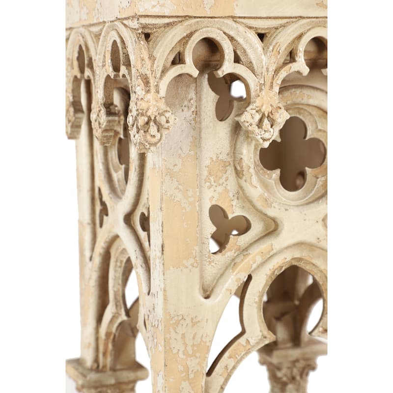 White Wood Standing Decorative Indoor Outdoor Candle Lantern
