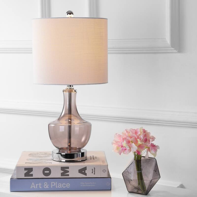 Colette 20" Mini Glass LED Table Lamp, Silver by JONATHAN Y