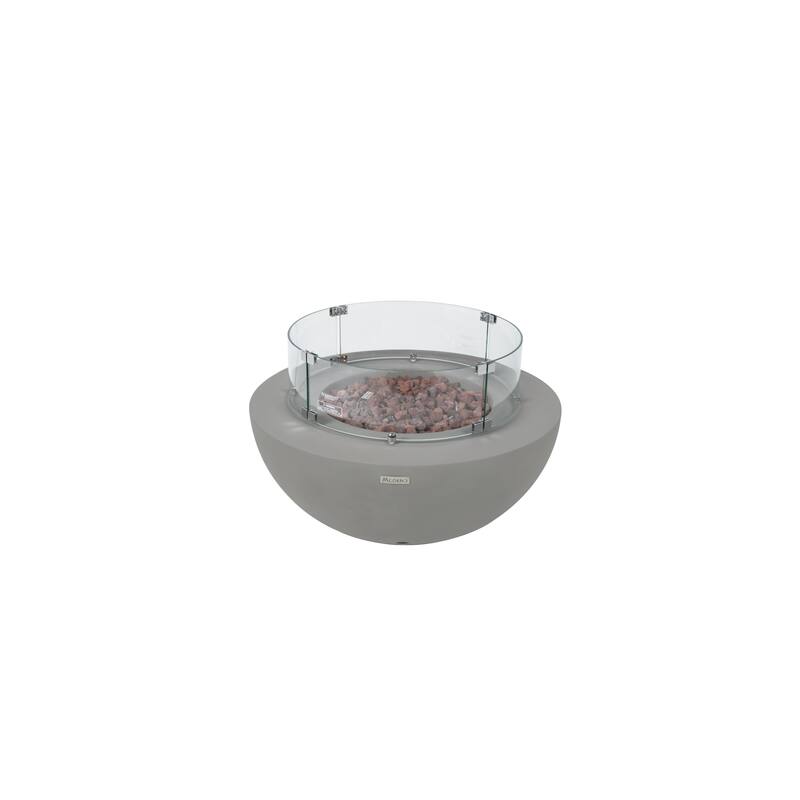 Modeno Roca 50,000 BTU Light Grey Concrete Propane Fire Table with Lava Rocks & Cover - 34 x 34 x 15