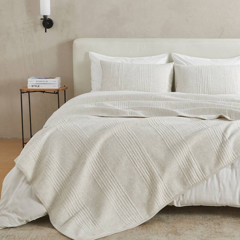 Linery & Co. Cotton Blend Jersey Knit Channel Stitch Quilt Set