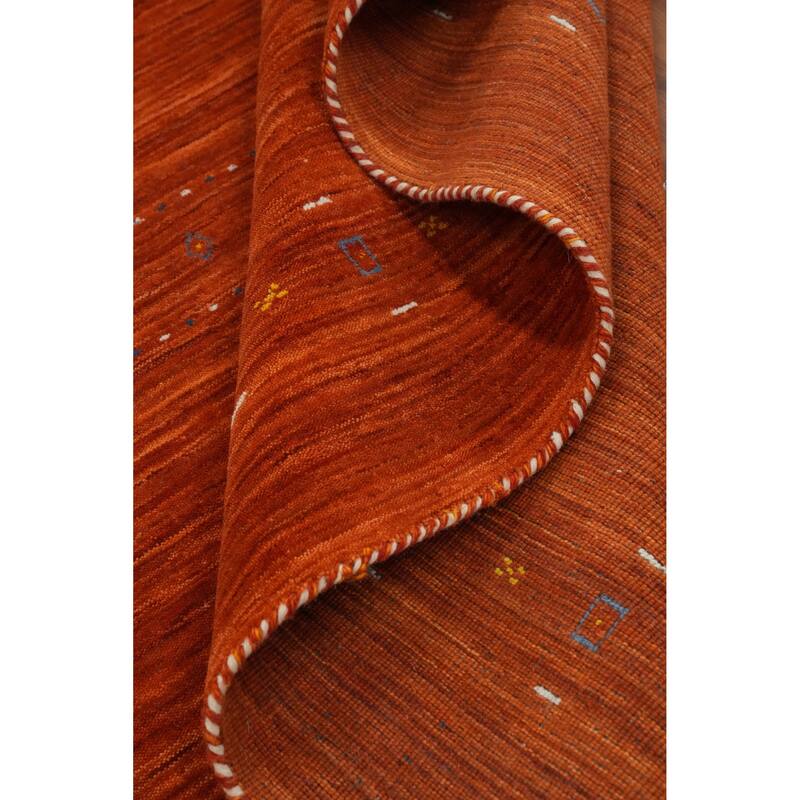 Hand Knotted Oriental 100% Wool Carpet Tribal Animal Pictorial Oranges & Rust Gabbeh Area Rug - 9' 8'' X 7' 10''