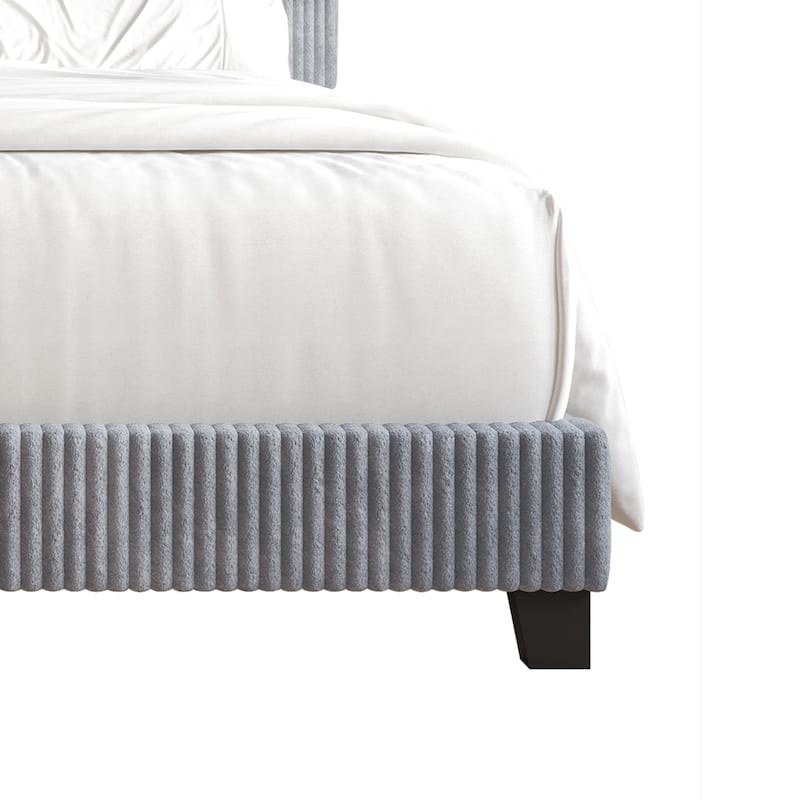 CraftPorch Corduroy Elegant and Chic Velvet Upholstered Bed