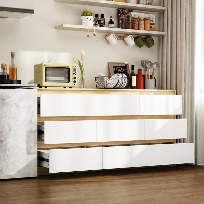 63"W 9 Drawer Dresser Accent Dresser for Living Room Bedroom Chest