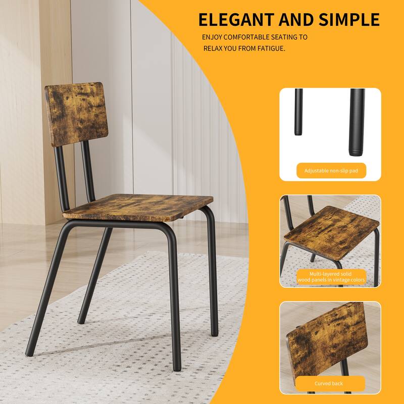 Modern 5-Piece Dining Set for Small Spaces - 43" Table with 4 Chairs, Sturdy Metal Frame & Easy-to-Clean MDF Surface