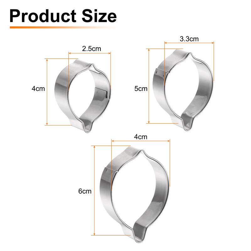 3pcs Jasmine Cookie Cutter Set Assorted Sizes Flower Petal Cutters - Silver - Silver