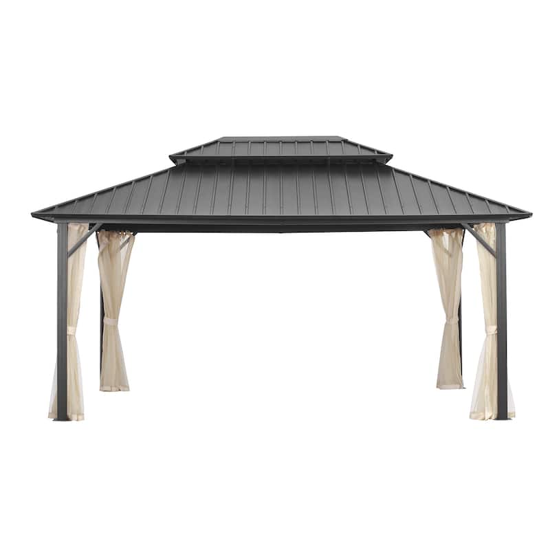 Outdoor Steel Gazebo Galvanized Steel Roof Aluminum Post Hardtop Gazebo