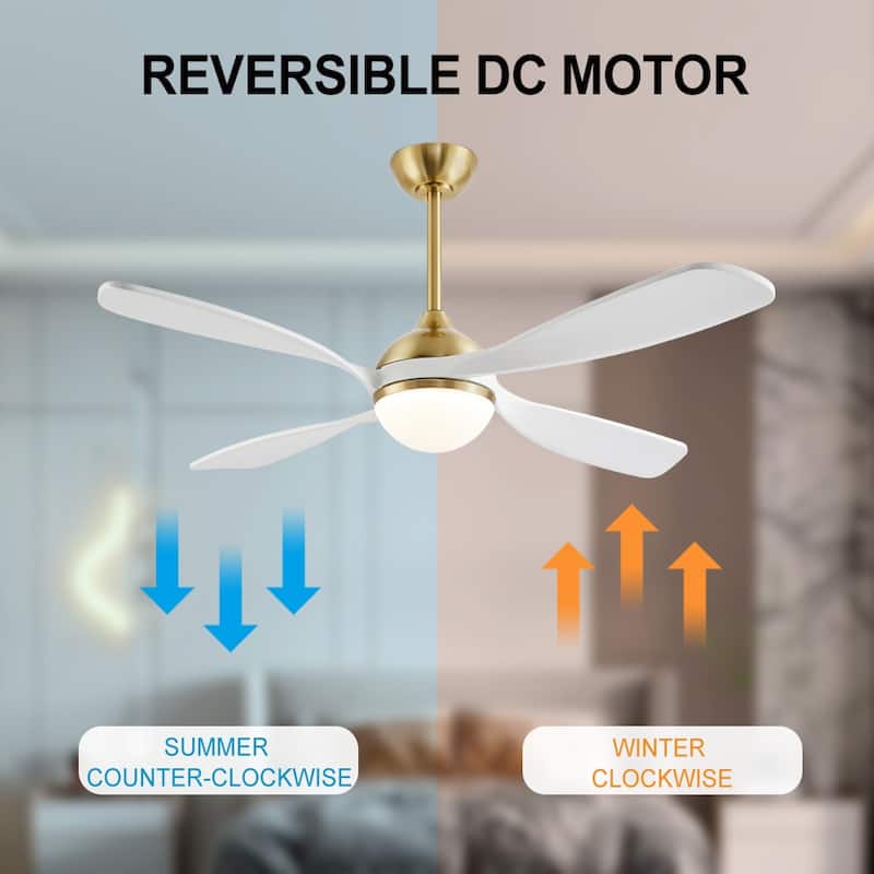 MLiAN 54 inch 4 Soild Wood Blades Smart LED Ceiling Fan with Remote - 54"