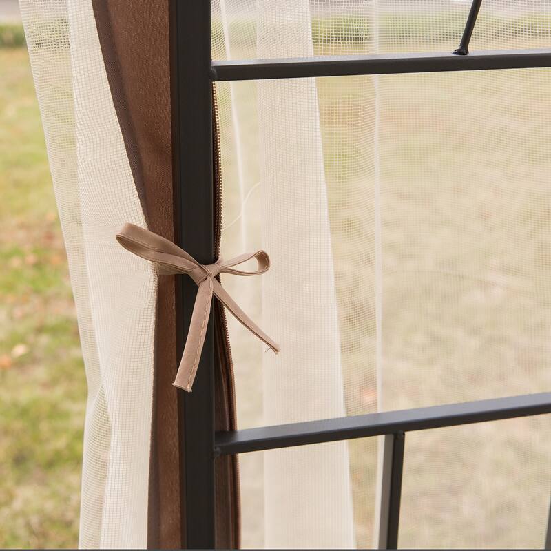 10' x 10' Metal Double Roof Outdoor Gazebo Canopy Shelter with Netting