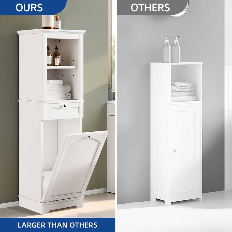 Moasis 53" Tall Tilt Out Laundry Hamper Bathroom Storage Cabinet