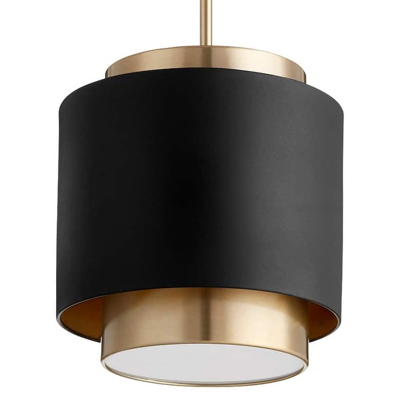 Quorum International 11" Wide Pendant - Noir / Aged Brass