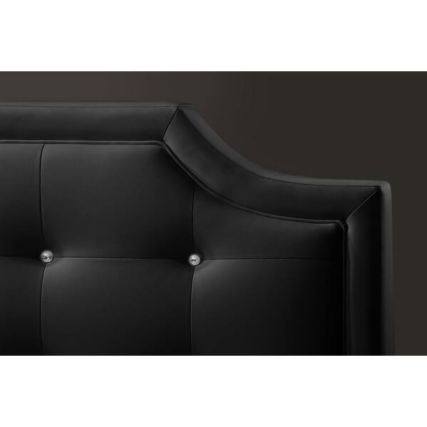 Carlotta Black Faux Leather Platform Bed W Upholstered Headboard Full Overstock 20726358