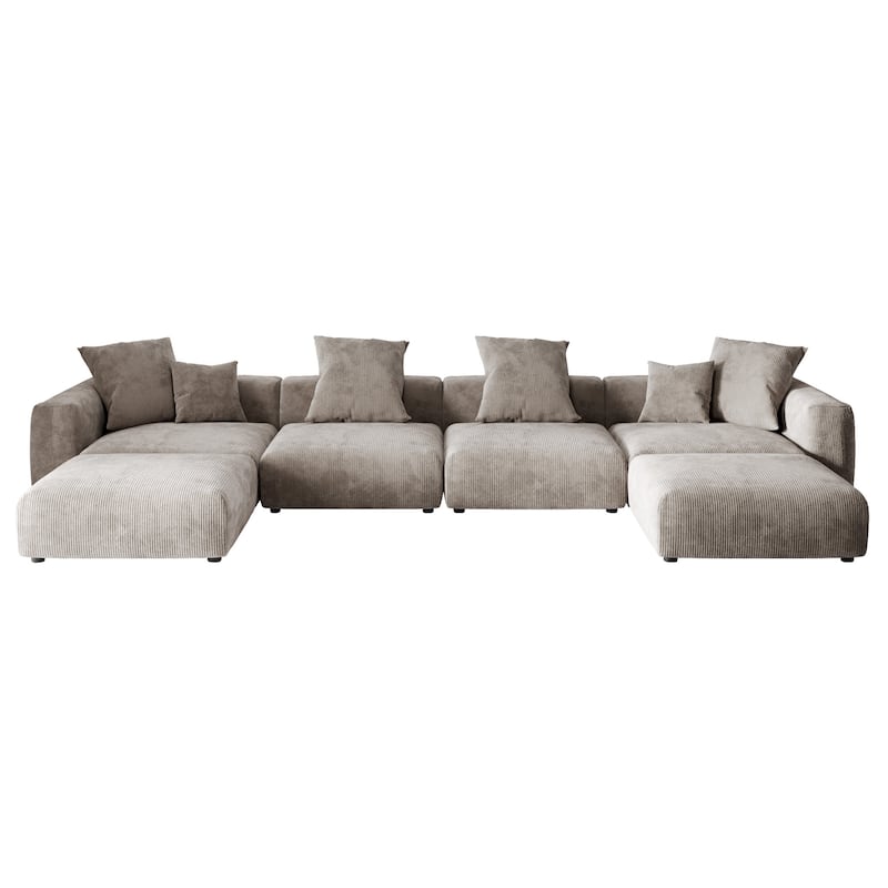 181" U-Shaped Convertible Modular Sectional Sofa With 2 Ottoman