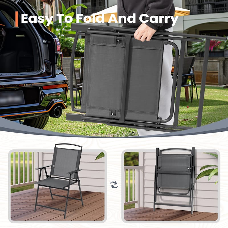 Pellebant Set of 4 Patio Folding Chairs Outdoor Portable Dining Chairs