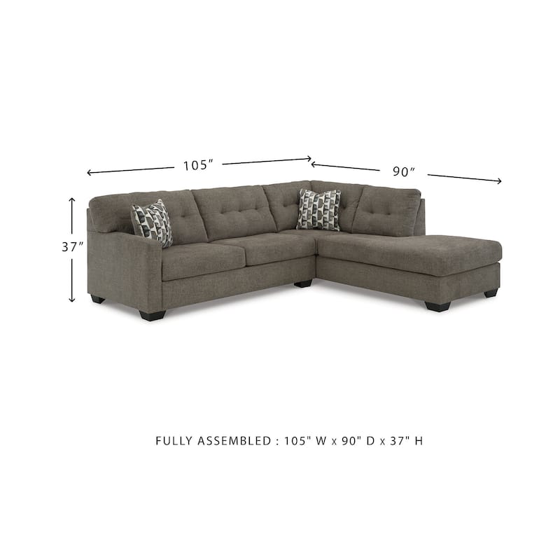 Signature Design by Ashley Mahoney 2-Piece Sleeper Sectional with Chaise - 105"W x 90"D x 37"H