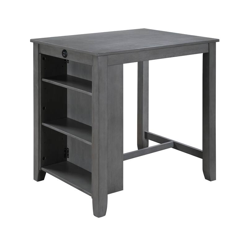 36" Finish Small Space Counter Height Dining Table with USB Charging Ports and Shelves