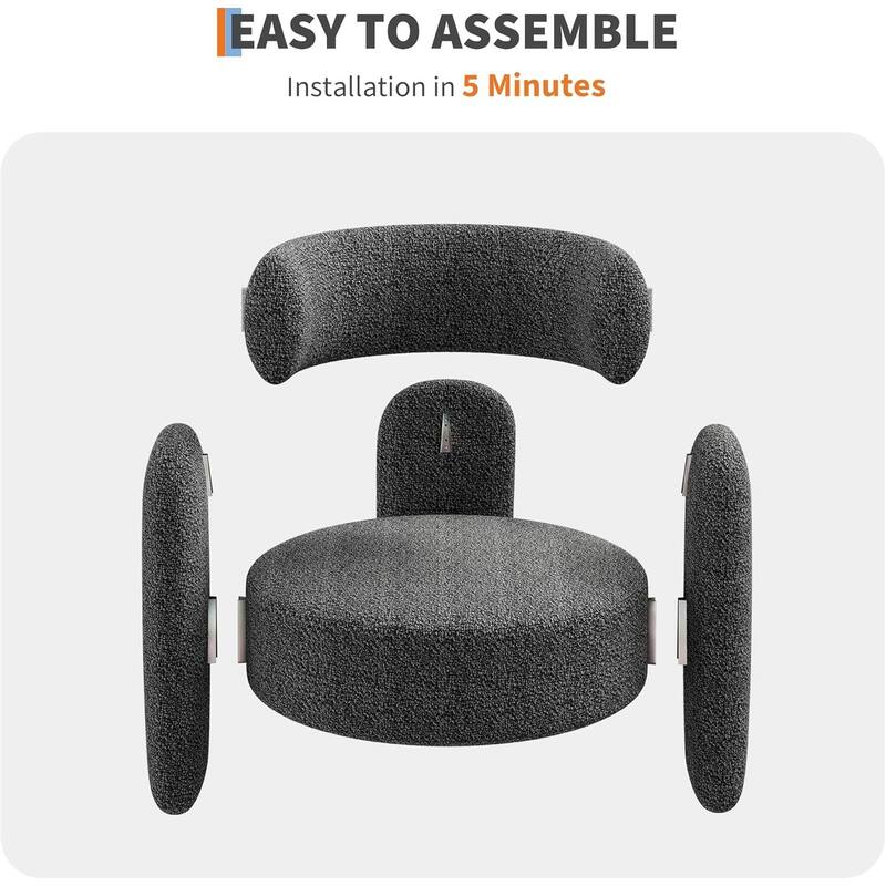 Modern Sherpa Upholstered Boucle Accent Barrel Sofa Chair for Living Room, Bedroom