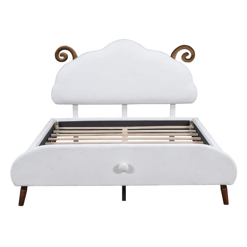 Platform Bed with Sheep-Shaped Headboard