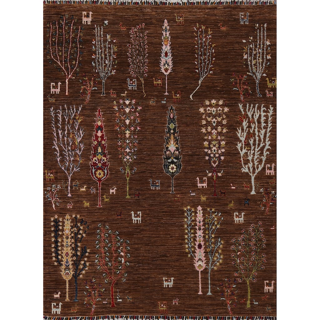 Vegetable Dye Floral Kazak Oriental Wool Area Rug Hand-knotted Carpet - 5'2" x 6'3"