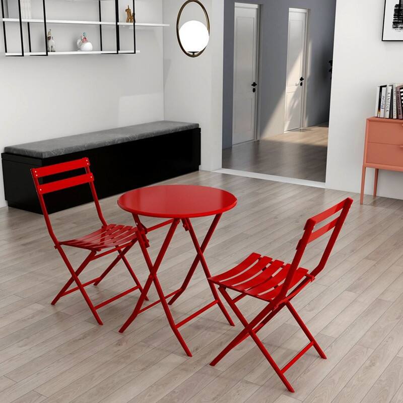 3-Piece Patio Bistro Set, Outdoor Metal Folding Conversation Set for Balcony, Cafe, Yard