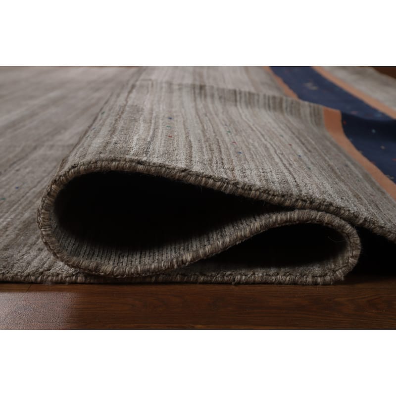 Hand Knotted Oriental 100% Wool Carpet Tribal Tribal Greys & Charcoal Gabbeh Area Rug - 10' 1'' X 8' 5''