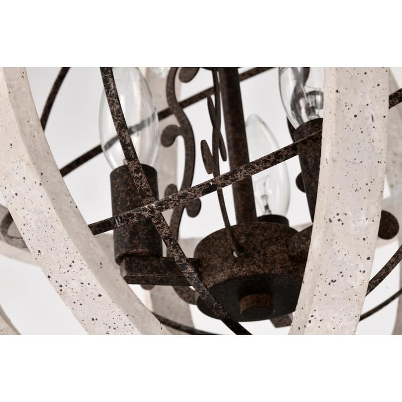 Reenie 14 Inch Farmhouse Globe Pendant Wood Grain 3 Light
