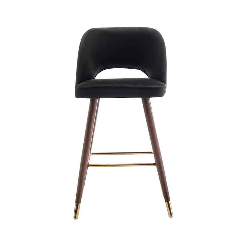 Porthos Home Quint Velvet Upholstered Bar Stools with Rubberwood Legs, Set of 2