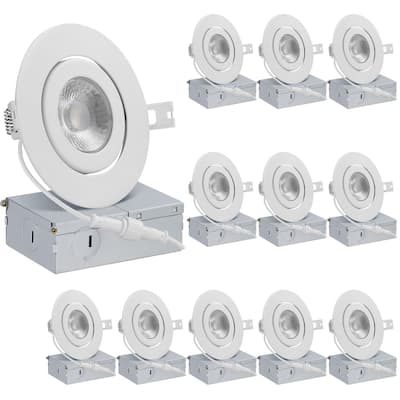 QPLUS 4 Inch Adjustable Eyeball Gimbal LED Recessed Light Canless, 10W, Dimmable, ETL Listed (12 Pack)