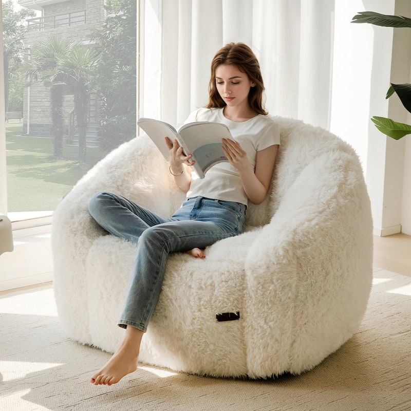 Giant Bean Bag Chair,Shell-Shaped Oversized Bean Bag Chair with Fille