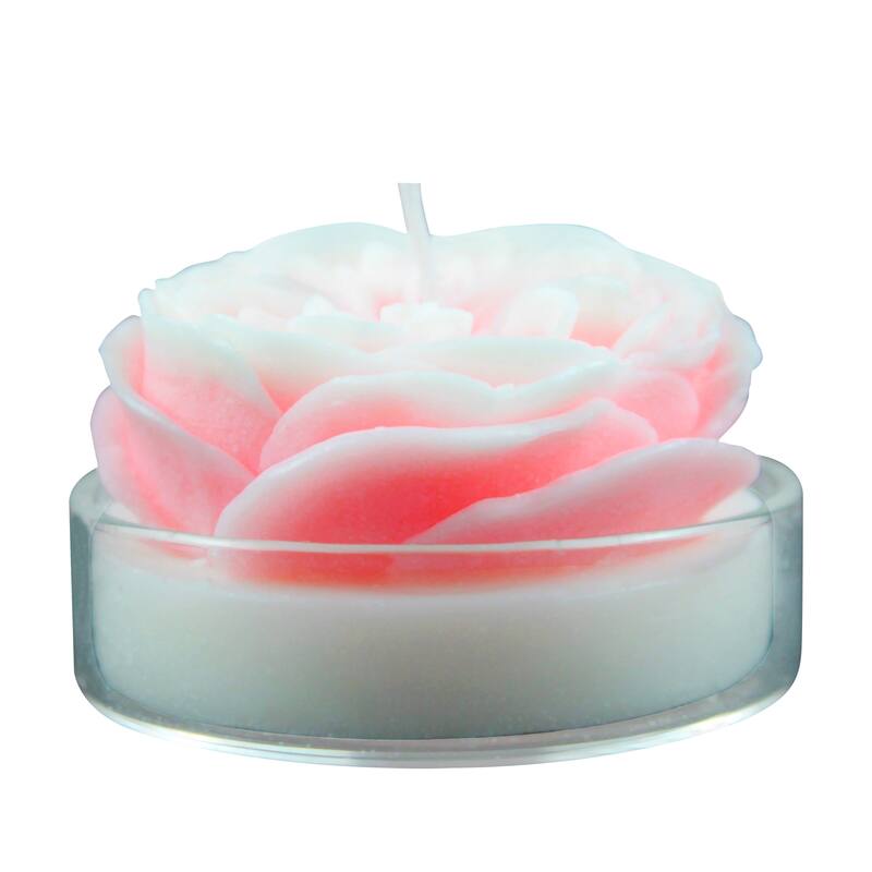 Austin Rose Scented Candle with Glass Base - Pink