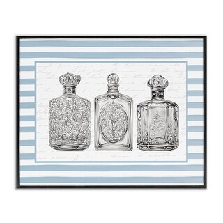 Stupell Ornate Bottles on Blue Stripes Framed Giclee Art Design By ...