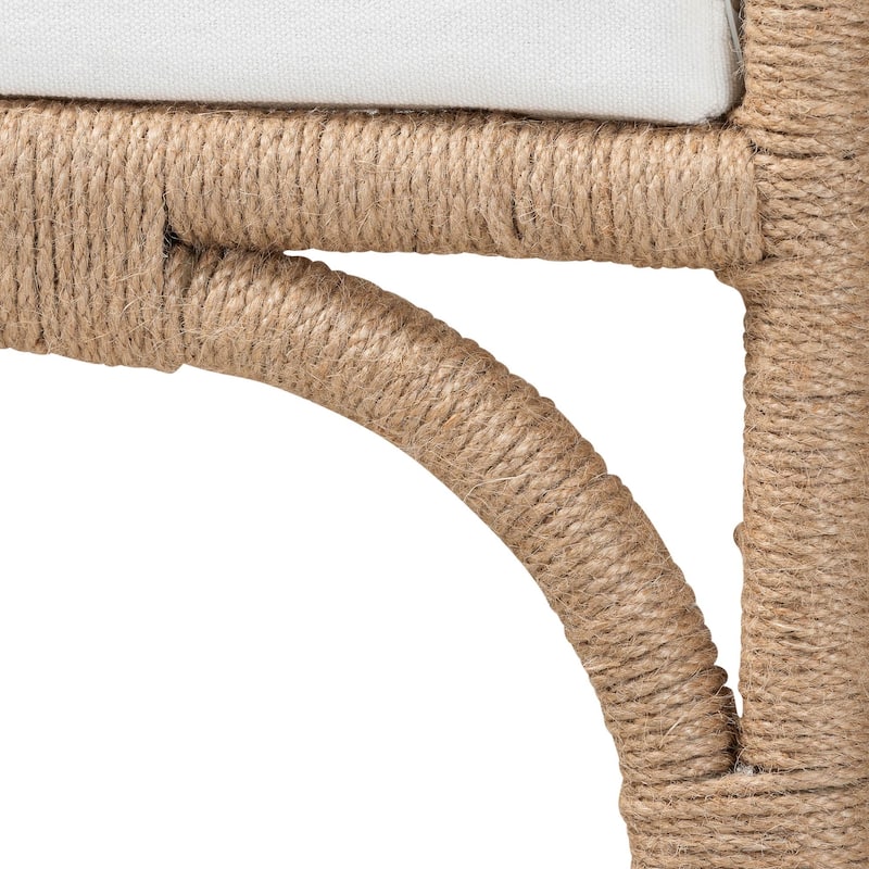 Nasim Modern Bohemian Natural Jute and Metal Accent Bench