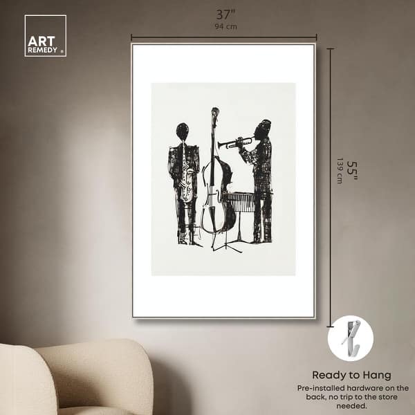 dimension image slide 4 of 24, Bebop I Black Art Canvas Print by Art Remedy