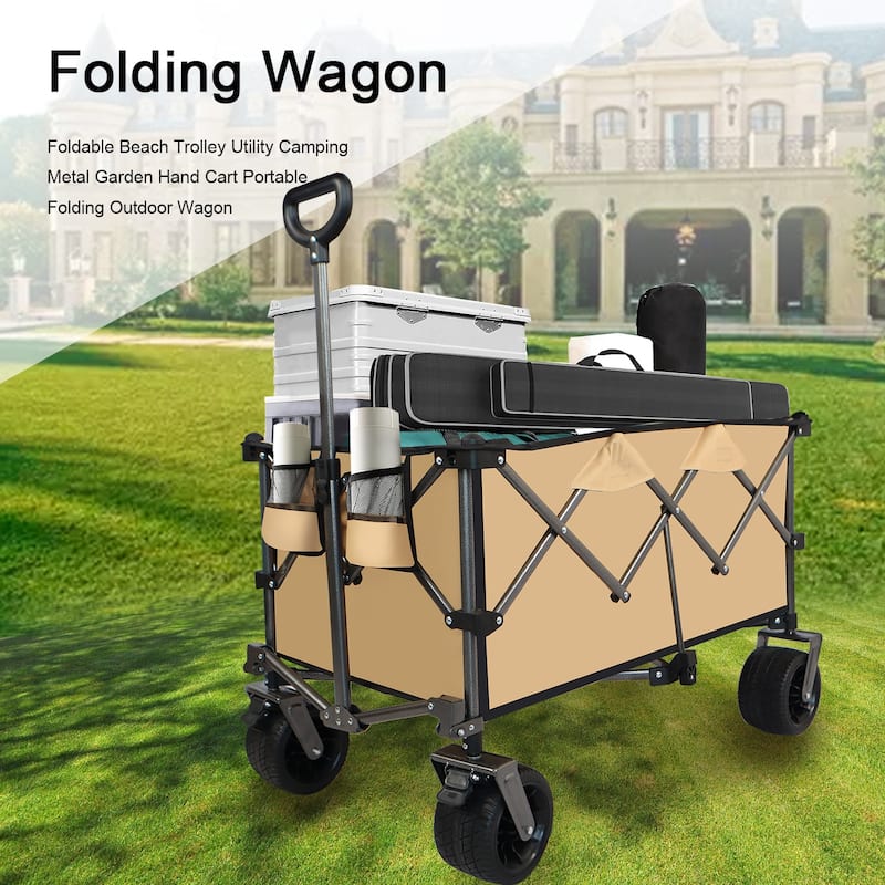 Outdoor Push Pull Folding Wagon Cart
