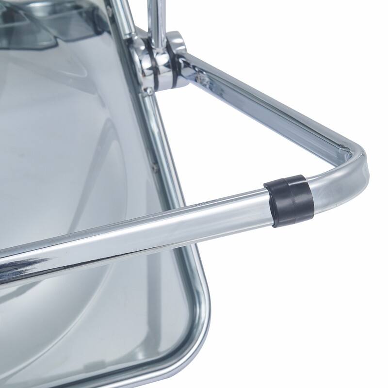 Lawrence Modern Acrylic Folding Chair with Chrome Steel Frame and Accent Transparent Design for Dining or Living Room (Set of 2)