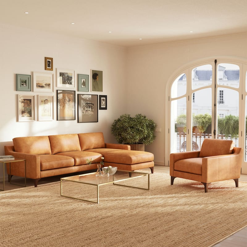 Poly & Bark Sorrento 35" Lounge Chair - Full Grain Genuine Italian Leather