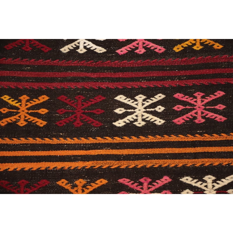 Hand Woven Oriental 100% Wool Carpet Southwestern Tribal Multi-Colored Kilim Area Rug - 11' 11'' X 5' 9''