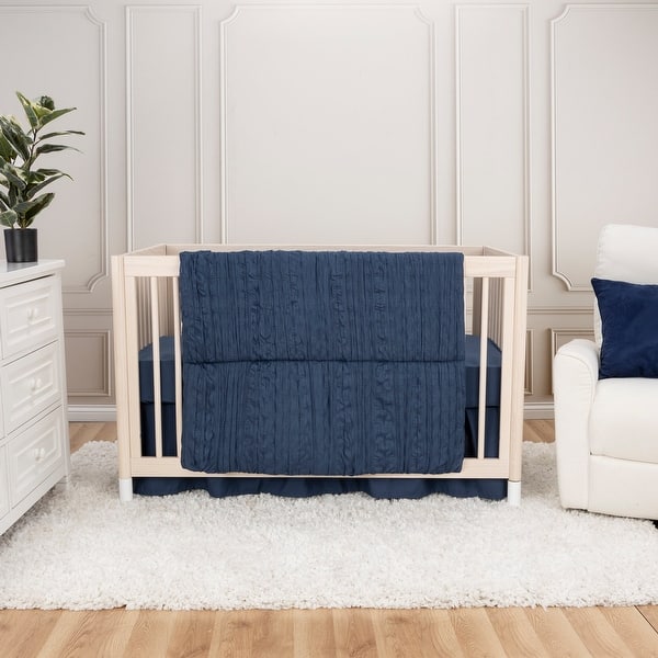 slide 2 of 7, Trend Lab Simply Navy 3 Piece Crib Bedding Set