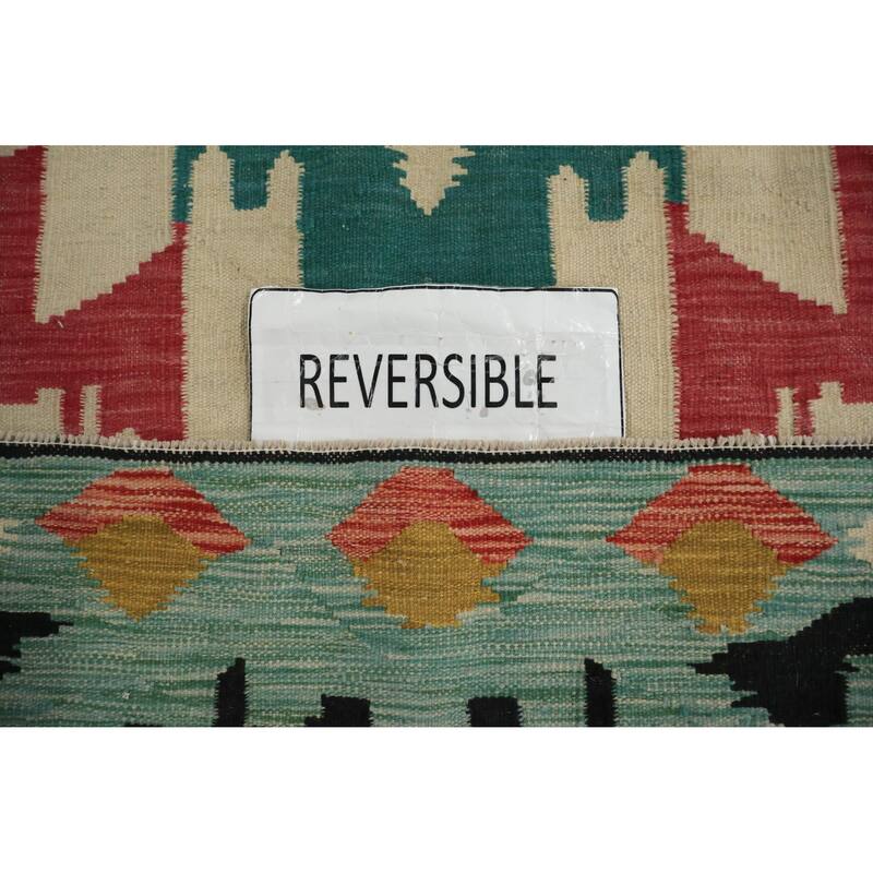 Hand Woven Oriental 100% Wool Carpet Southwestern Tribal Multi-Colored Kilim Area Rug - 8' 6'' X 5' 8''