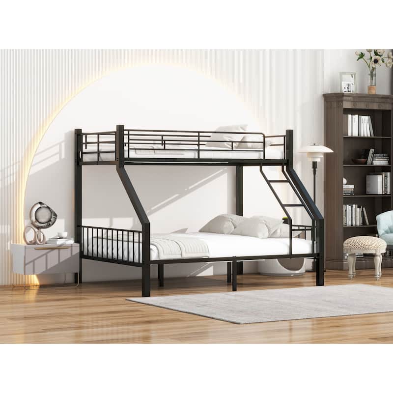 Heavy-Duty Metal Bunk Bed - Sturdy Metal Frame, Easy Assembly, Enhanced Safety for Kids/Adults - TWIN XL OVER QUEEN - BLACK