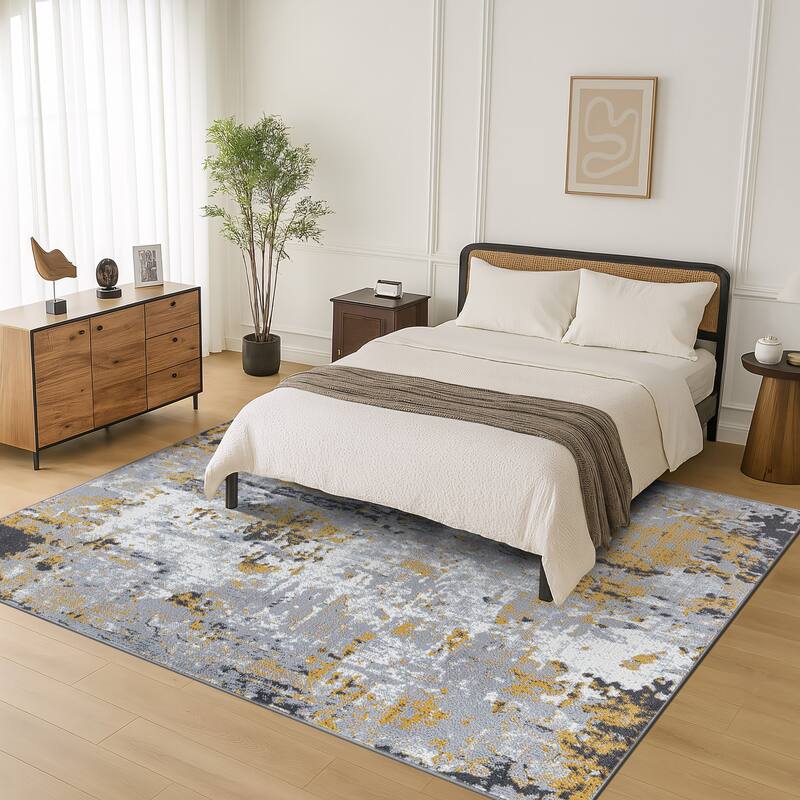 World Rug Gallery Distressed Modern Abstract Area Rug