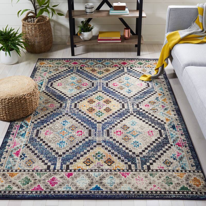 SAFAVIEH Madison Janell Boho Chic Rug - 9' x 12' - Navy/Beige