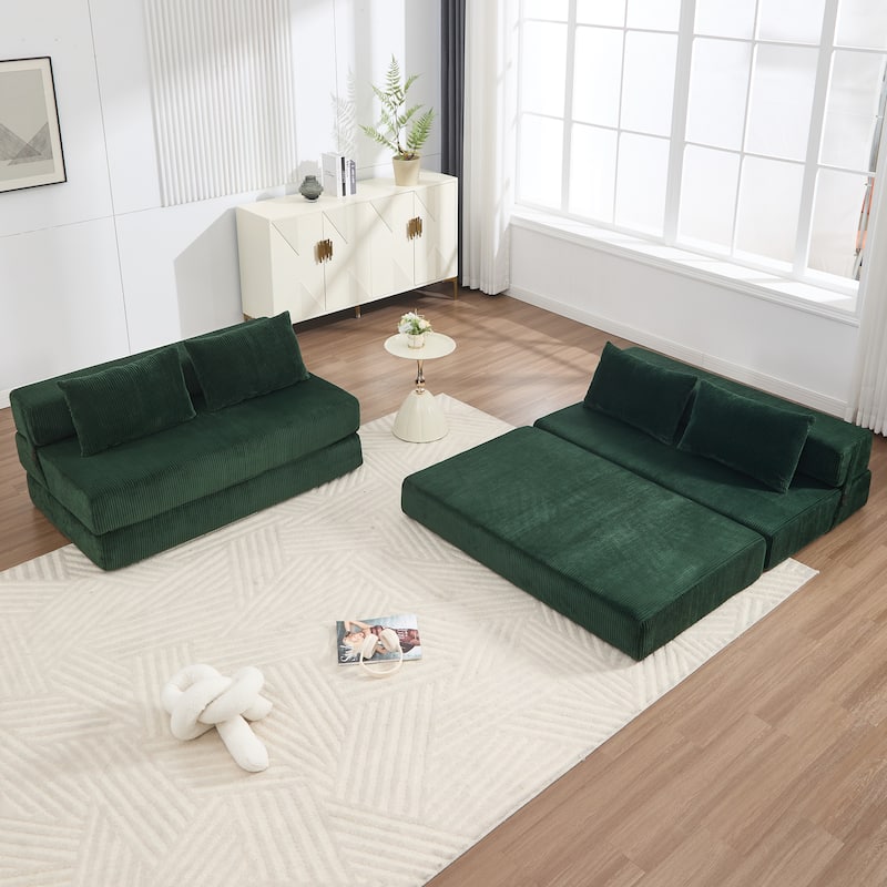 Rossetta Contemporary Square Space-Adaptive Foldable Design Corduroy Lasting Comfort Sofa, Easy to Assembly and Store