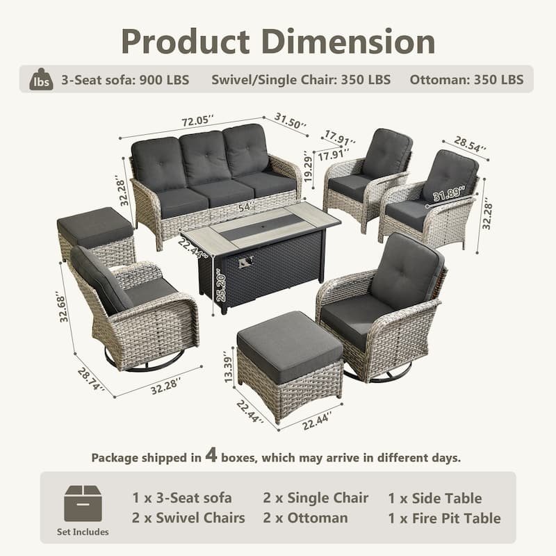 XIZZI 9-Piece Outdoor Patio Furniture Wicker Swivel Chairs Set