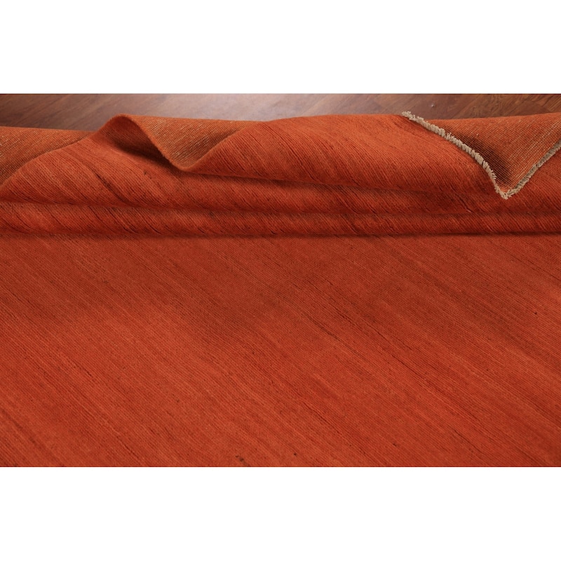 Modern Orange Gabbeh Oriental Area Rug Handmade Wool Carpet - 8'4" x 11'4"