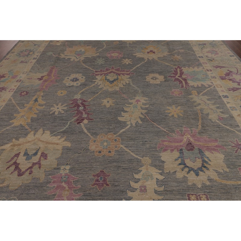 Grey Oriental Oushak Turkish Large Area Rug Handmade Wool Carpet - 10'0"x 13'7"