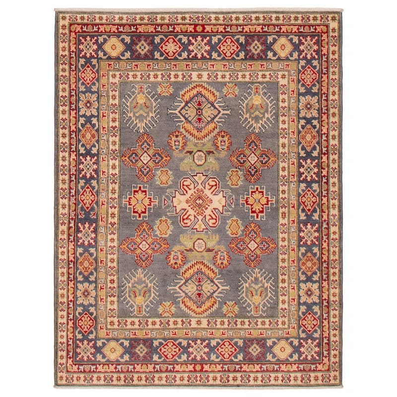 ECARPETGALLERY Hand-knotted Uzbek Ghazni Grey Wool Rug - 5'0 x 6'5 - Grey - 5'0 x 6'5
