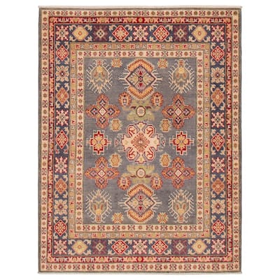 ECARPETGALLERY Hand-knotted Uzbek Ghazni Grey Wool Rug - 5'0 x 6'5