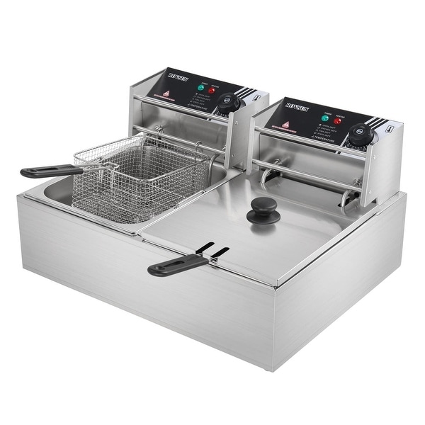 22.8QT Electric Deep Fryer 2 Baskets Lids Double Fryer Kitchen Frying Machine Temperature Control French Fries Donuts Bed Bath Beyond 39120717